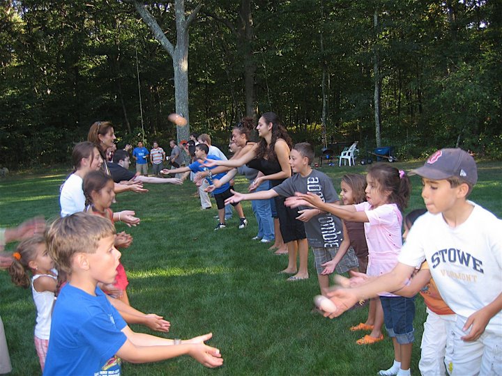 egg toss in progress